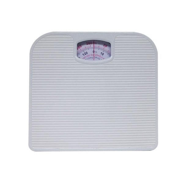 White Classic Mechanical Bathroom Scale Battery Free Analog Body Weight With Non Slip Platform Bathroom Scales
