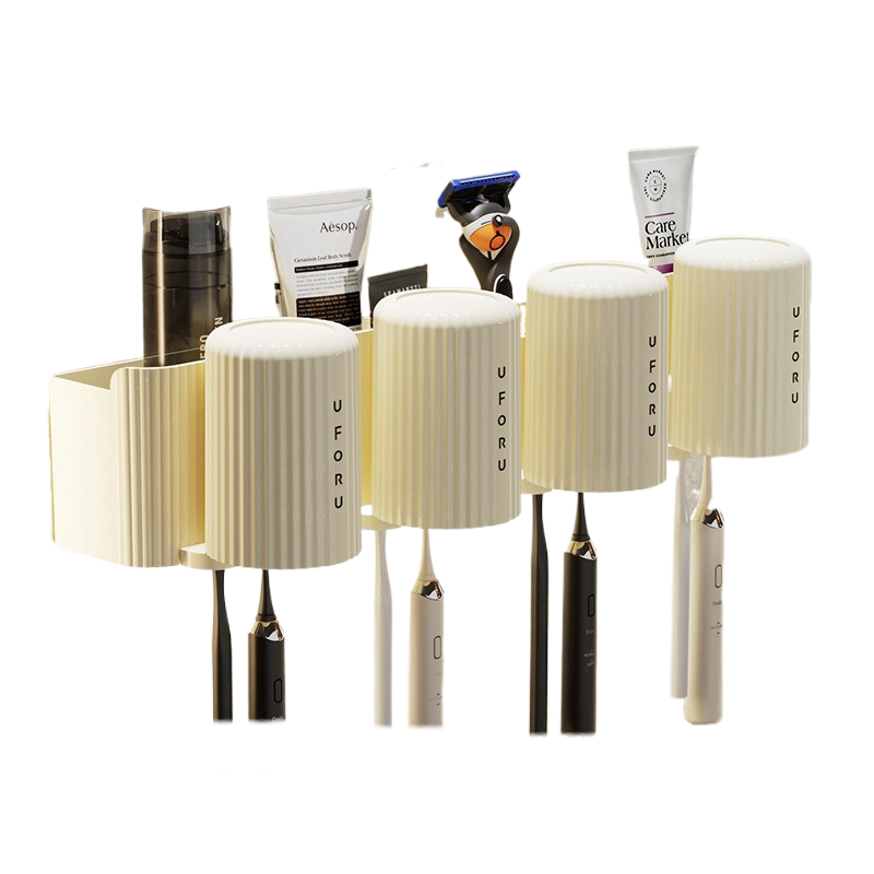 Elosung Cream White+Cream Toothed Brush Holder (4 Pack) 20Cm * 11.5Cm 11Cm Tumblers & Toothbrush Holders