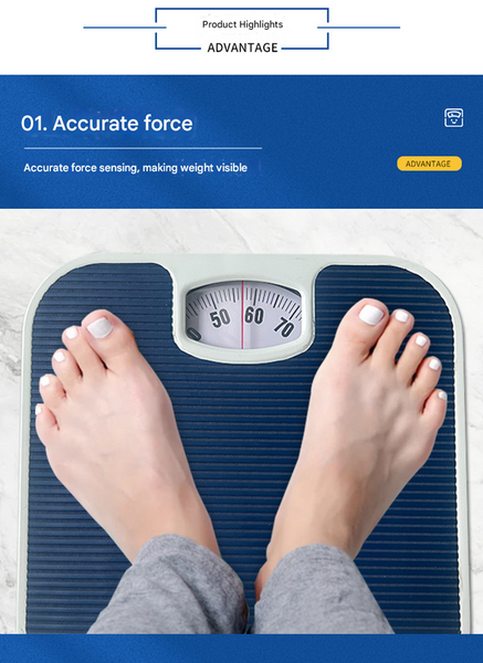 Blue Classic Mechanical Bathroom Scale Battery Free Analog Body Weight With Non Slip Platform Bathroom Scales