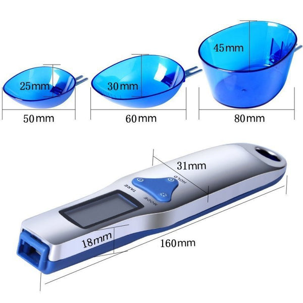 Blue High Precision Digital Spoon Scale Electronic Measuring Scoop With 3 Heads For Kitchen & Baking(300G) Kitchen Scales