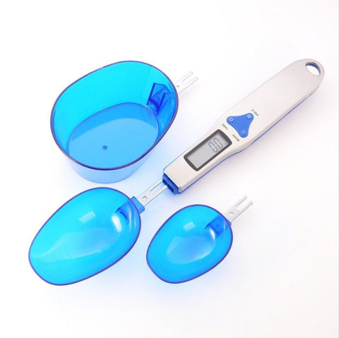 Blue High Precision Digital Spoon Scale Electronic Measuring Scoop With 3 Heads For Kitchen & Baking(500G) Kitchen Scales