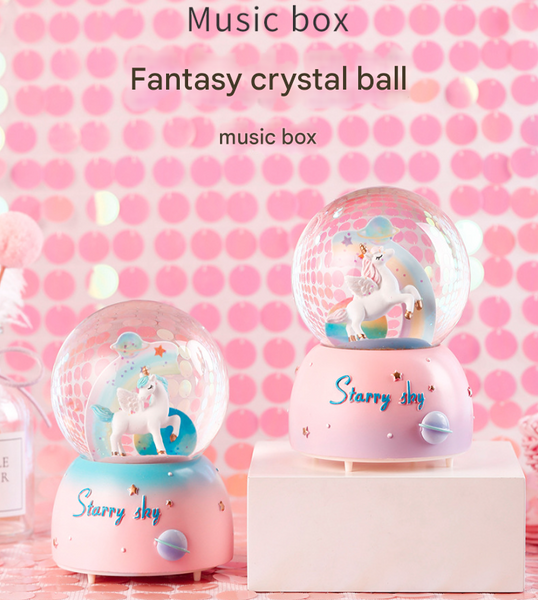 Enchanting Snow Globe Music Box Magical Starry Sky Musical Gift For Girls Figurines
