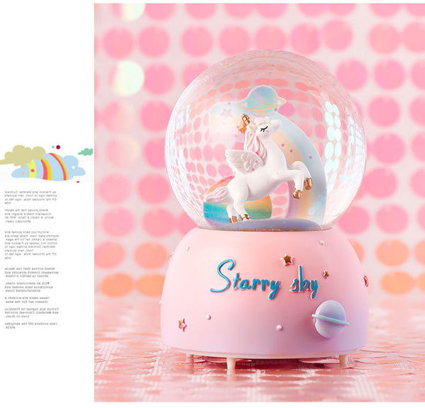 Enchanting Snow Globe Music Box Magical Starry Sky Musical Gift For Girls Figurines