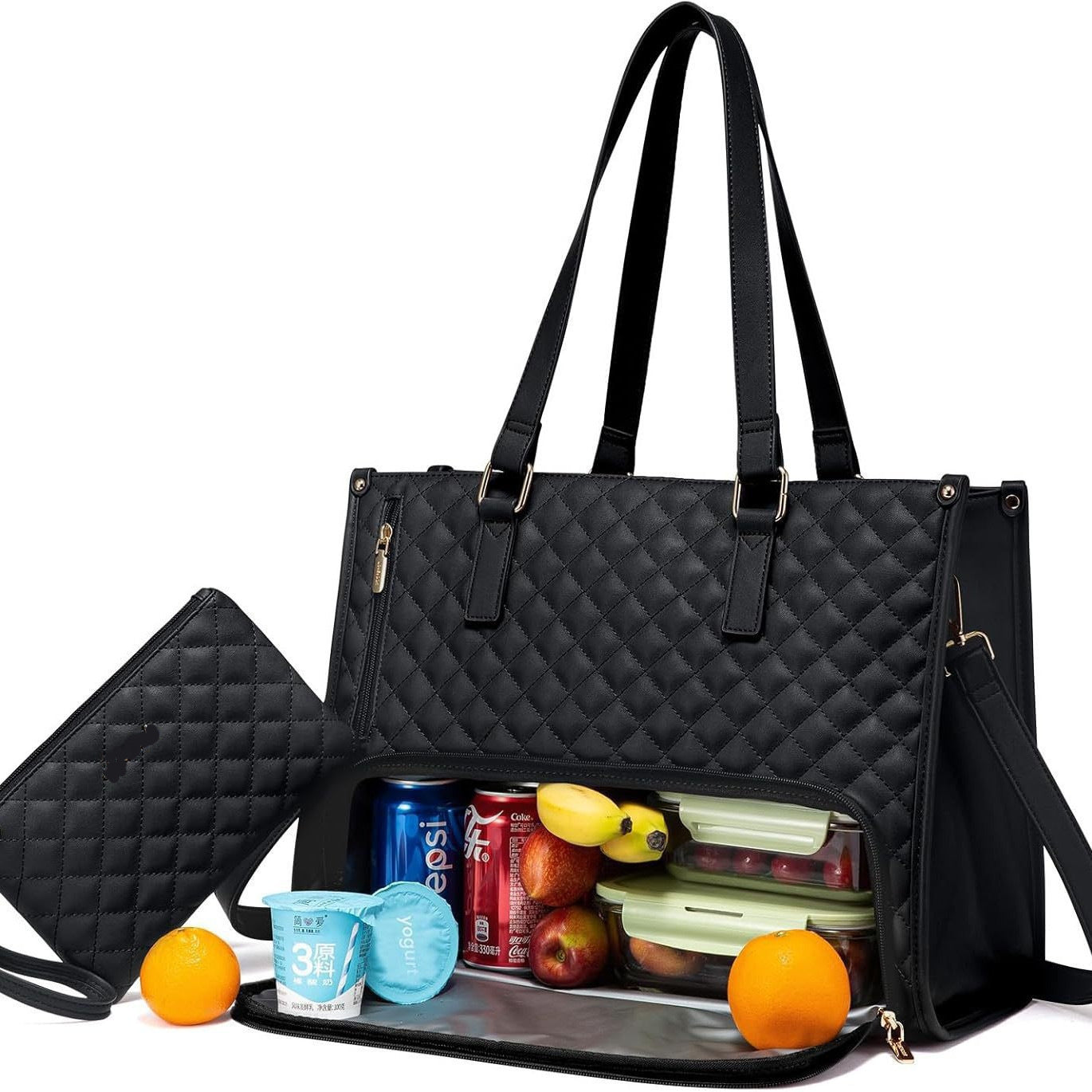 Black Insulated Lunch Bag And Laptop Cooler Perfect For Keeping Food Fresh Lunchboxes