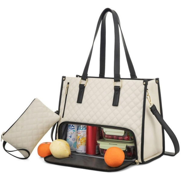 Off White Insulated Lunch Bag And Laptop Cooler Perfect For Keeping Food Fresh Lunchboxes