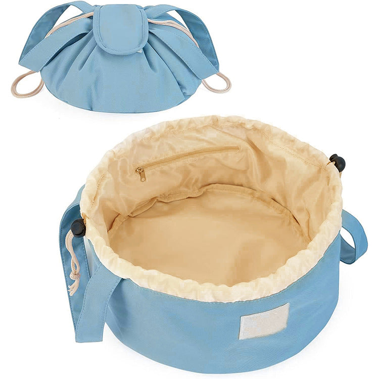 Blue New Large Capacity Portable Drawstring Makeup Bag Travel Toiletry With Fashionable Cosmetic Brush Storage Makeup Bags & Cases
