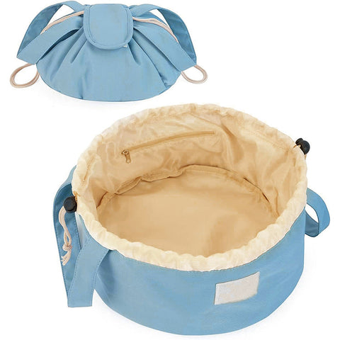 Blue New Large Capacity Portable Drawstring Makeup Bag Travel Toiletry With Fashionable Cosmetic Brush Storage Makeup Bags & Cases