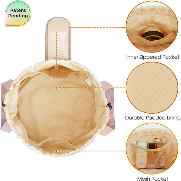 Blue New Large Capacity Portable Drawstring Makeup Bag Travel Toiletry With Fashionable Cosmetic Brush Storage Makeup Bags & Cases