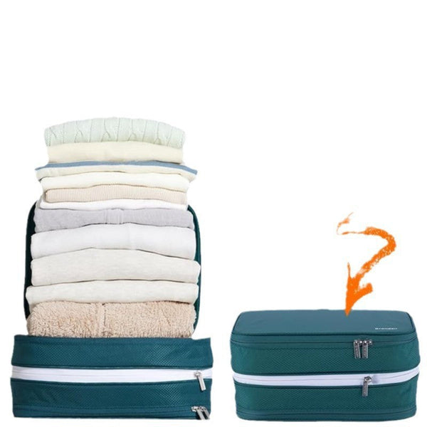 Green Durable Double Zipper Expandable Water Resistant Thick And Thin Clothing Storage Bag Size 40*30*15Cm Storage Bags