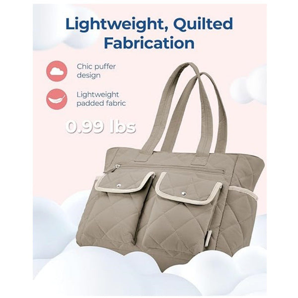 Pink Womens Multi Pocket Tote Bag Large Quilted Travel Handbag For Work Gym Women's Bags & Handbags