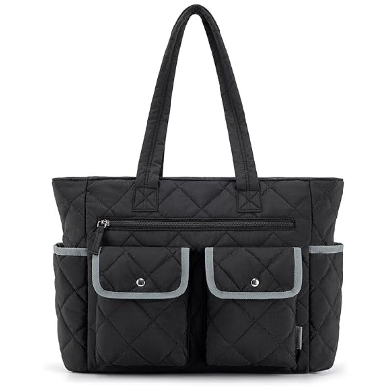 Black Women's Multi Pocket Tote Bag Large Quilted Travel Handbag Women's Bags & Handbags