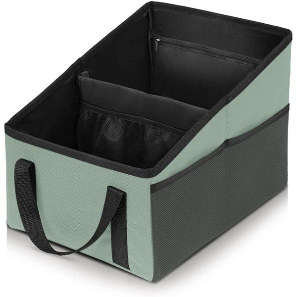 3 Piece Green Car Trunk Storage Box Large Capacity Oxford Cloth Foldable Seat Organizer Car Organisers