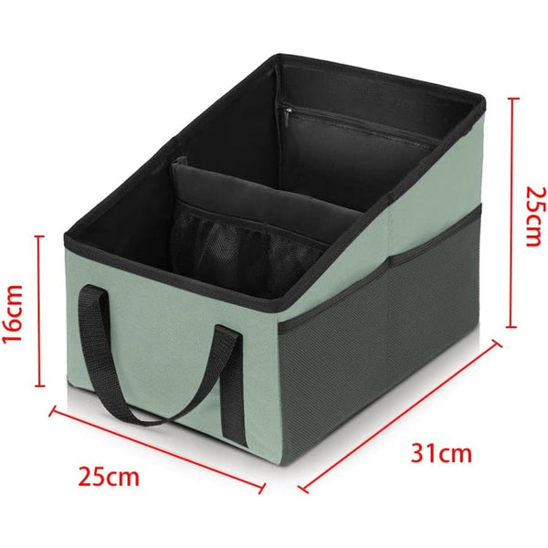 3 Piece Green Car Trunk Storage Box Large Capacity Oxford Cloth Foldable Seat Organizer Car Organisers