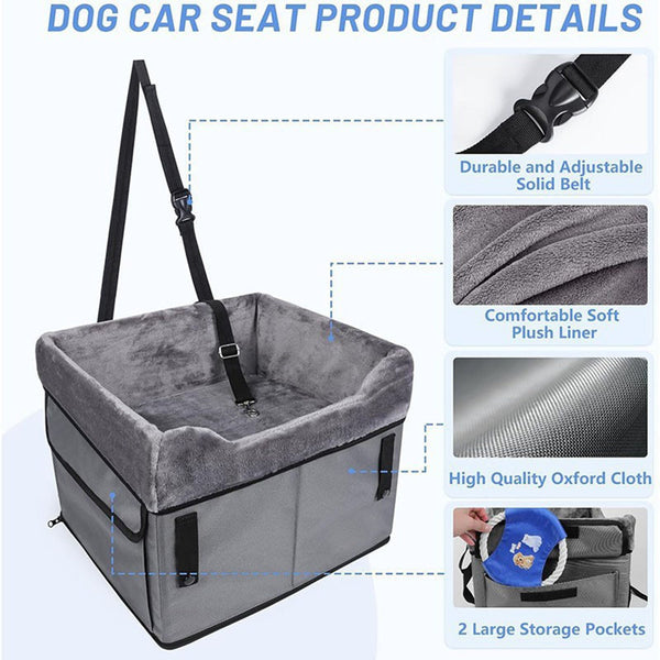 Grey Car Pet Pad Portable Dog Booster Seat For Safe And Comfortable Travel Pet Transport