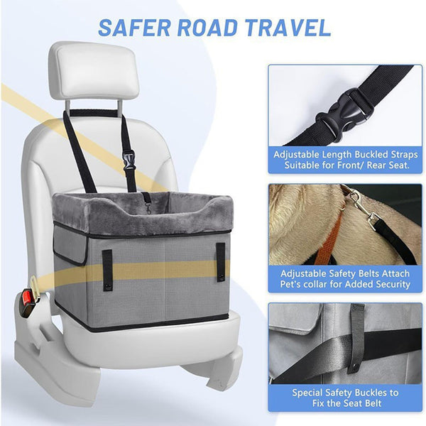 Grey Car Pet Pad Portable Dog Booster Seat For Safe And Comfortable Travel Pet Transport