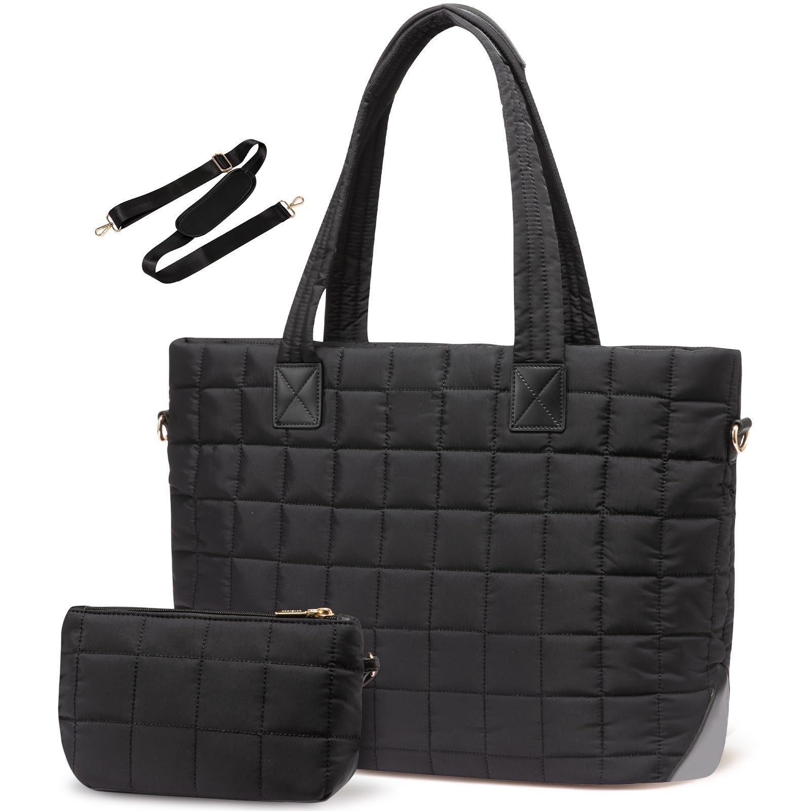 Black New Large Capacity Tote Bag Fashionable Quilted Women's Shoulder And Laptop Women's Bags & Handbags