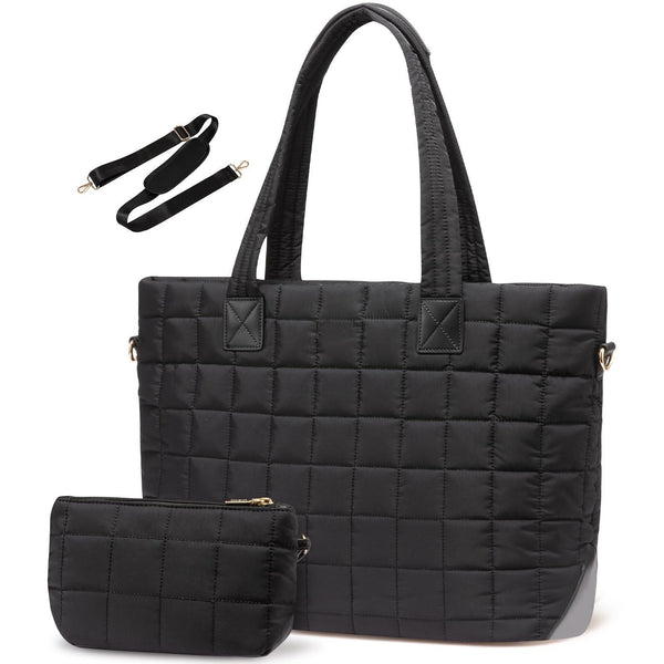 Black New Large Capacity Tote Bag Fashionable Quilted Women's Shoulder And Laptop Women's Bags & Handbags