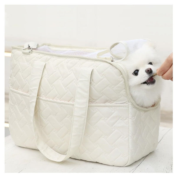Beige Fashionable Pet Carrier Bag Stylish Handbag For Cats And Small Dogs Pet Transport