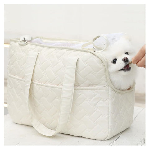 Beige Fashionable Pet Carrier Bag Stylish Handbag For Cats And Small Dogs Pet Transport