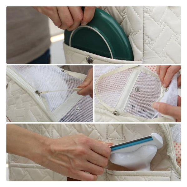 Beige Fashionable Pet Carrier Bag Stylish Handbag For Cats And Small Dogs Pet Transport