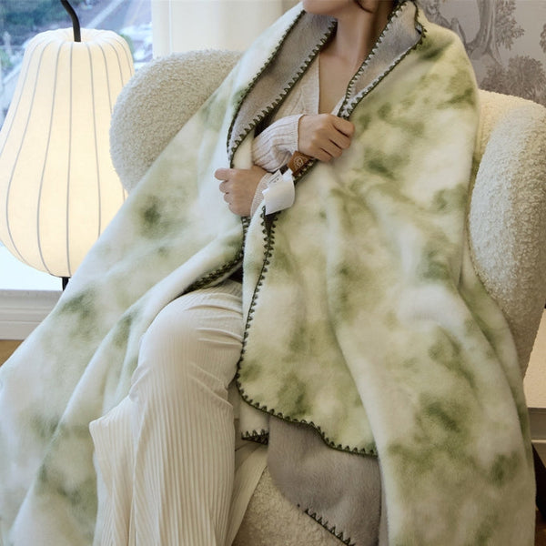 Green Luxury Mink Velvet Ink Print Blanket High Quality Warmth For Your Home(150*200Cm) Blankets