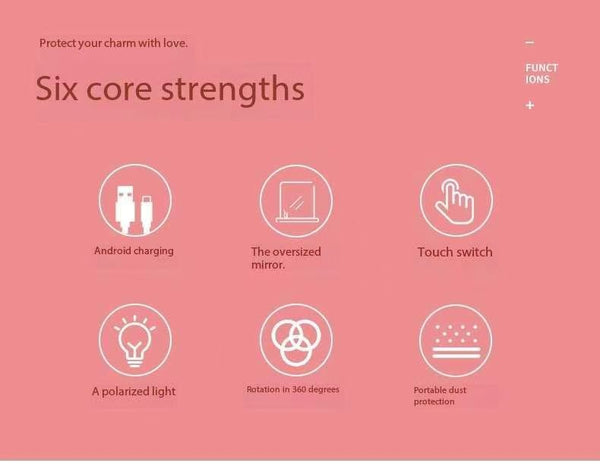 2 Piece White Portable Led Makeup Mirror With Brush Foldable Rotatable And Rechargeable Travel Vanity Makeup Mirrors