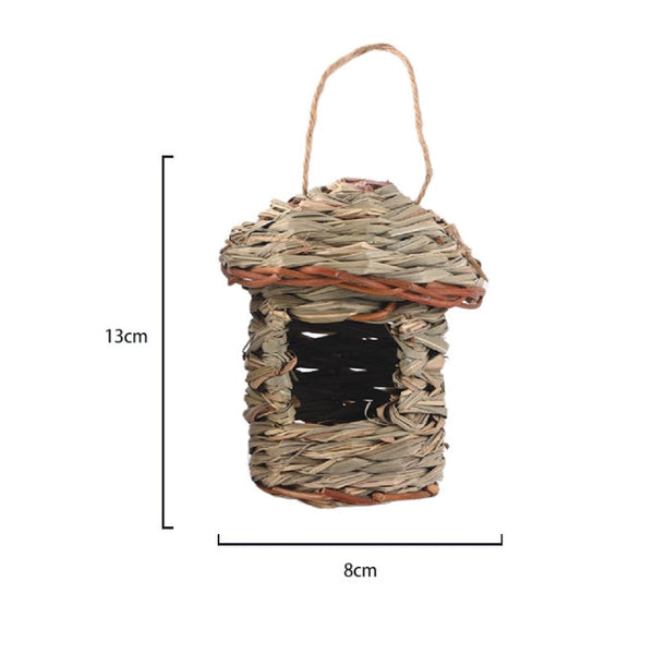 3 Piece Handcrafted Natural Grass Bird Nest Eco Friendly Pet Garden Decor(13*8Cm) Bird Houses