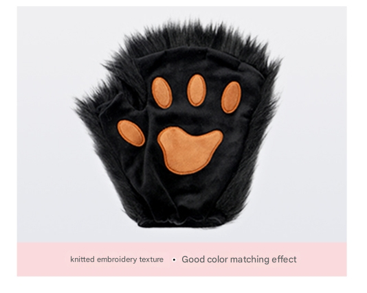 Black And White Halloween Furry Fox Costume Set Plush Mask Ears Headband Tail Paws For Cosplay Other Costume Accessories
