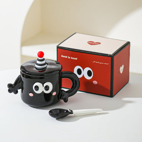 Black Quirky Ceramic Couples Mug Set Fun And Unique Gift For Weddings Special Occasions Mugs