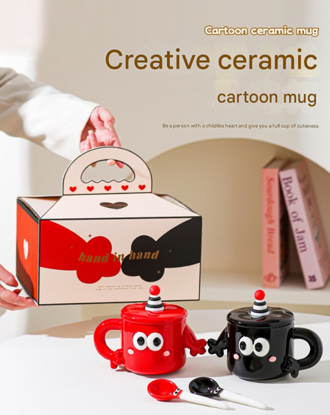 Black Quirky Ceramic Couples Mug Set Fun And Unique Gift For Weddings Special Occasions Mugs