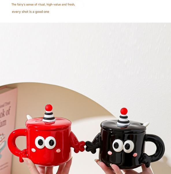 Black Quirky Ceramic Couples Mug Set Fun And Unique Gift For Weddings Special Occasions Mugs