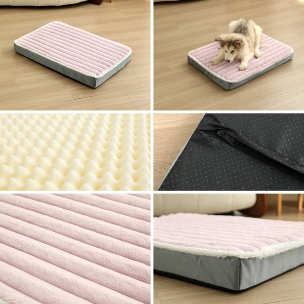 2 Piece Grey Sponge Large Pet Bed Plush Dog Mat Detachable Washable Anti Slip Base(50*40*8Cm) Pet Beds