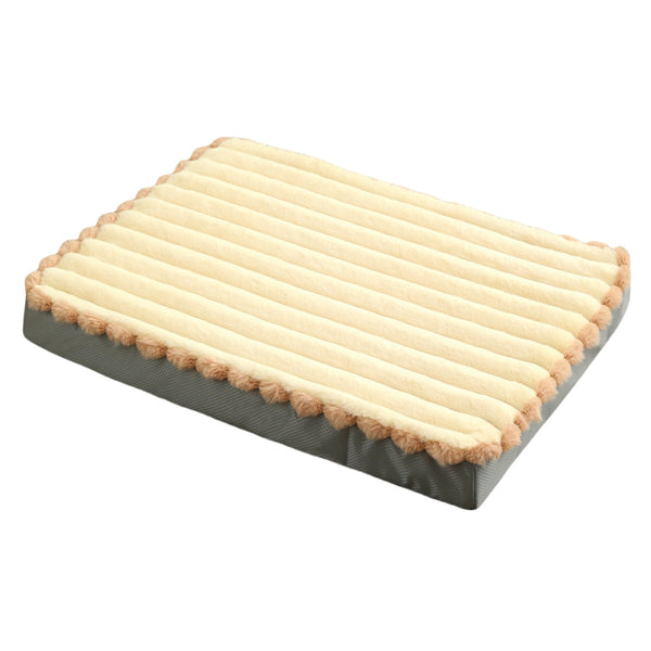 2 Piece Beige Sponge Large Pet Bed Plush Dog Mat Detachable Washable Anti Slip Base(50*40*8Cm) Pet Beds