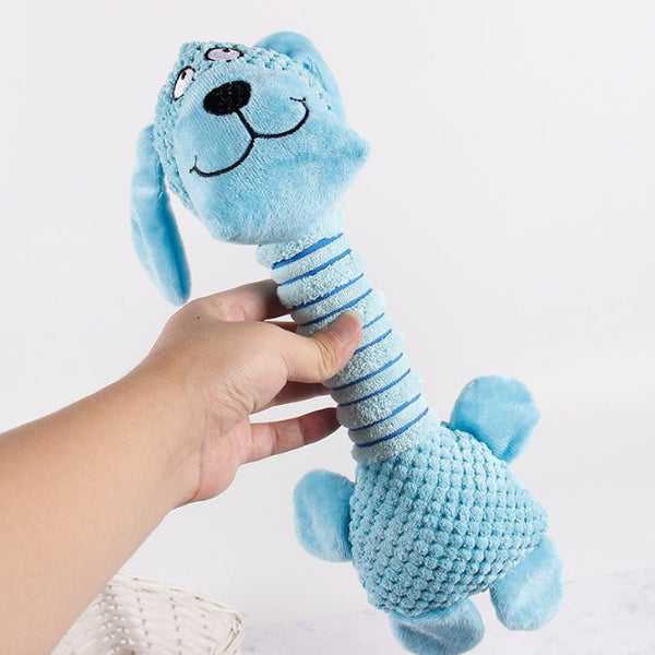 2 Piece Blue Long Neck Plush Dog Toy Interactive Chew & Cuddle For Puppies Dog Toys