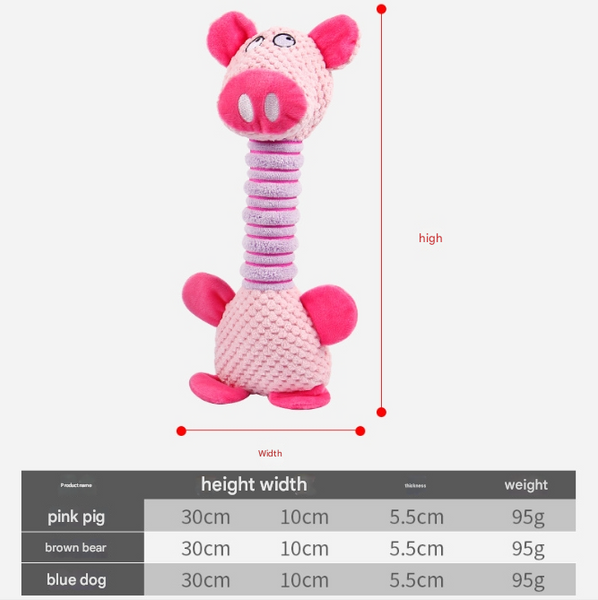 2 Piece Pink Long Neck Plush Dog Toy Interactive Chew & Cuddle For Puppies Dog Toys