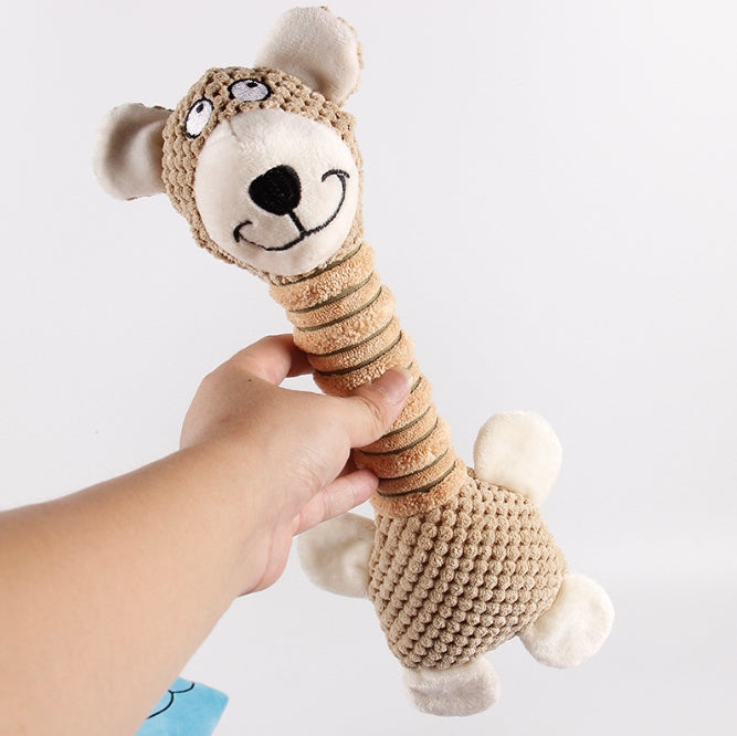 2 Piece Brown Long Neck Plush Dog Toy Interactive Chew & Cuddle For Puppies Dog Toys
