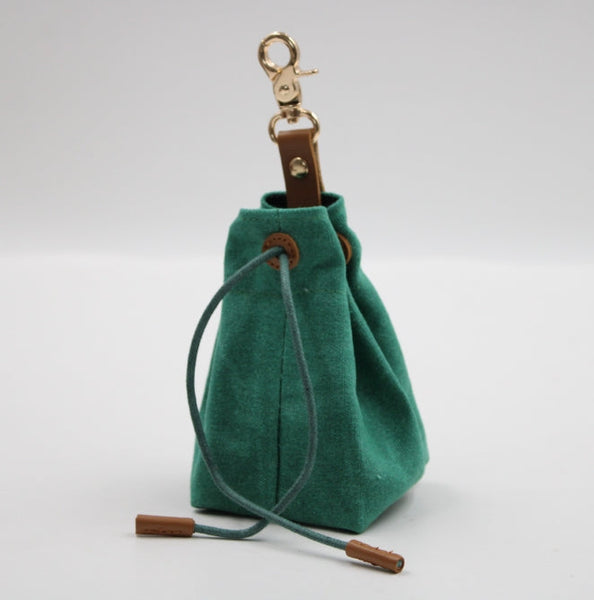 2 Pcs Aqua Clip On Canvas Dog Treat Pouch Portable Drawstring Bag For Training & Walks Treat Bags