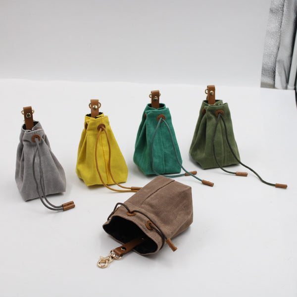 2 Pcs Aqua Clip On Canvas Dog Treat Pouch Portable Drawstring Bag For Training & Walks Treat Bags