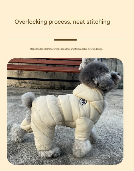 Turmeric Warm Puffer Dog Coat Waterproof Four Legged Winter Jumpsuit For Small Dogs Dog Clothing & Shoes