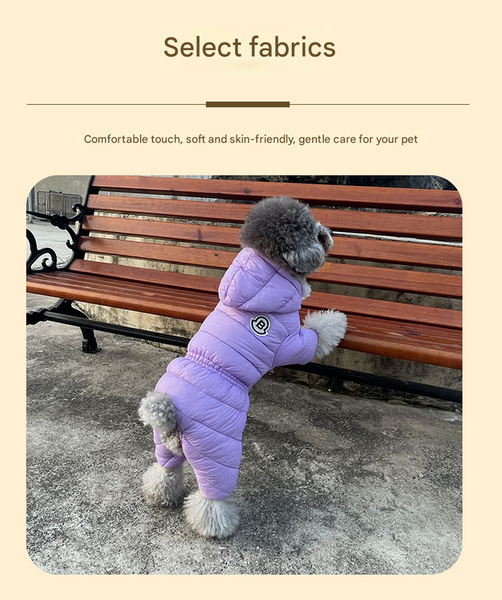 Orange Warm Puffer Dog Coat Waterproof Four Legged Winter Jumpsuit For Small Dogs Dog Clothing & Shoes