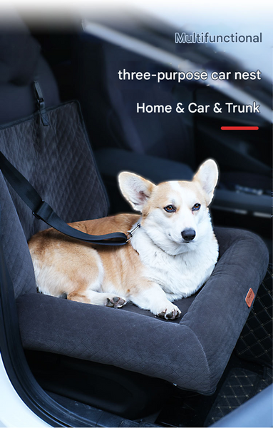 Black Plush Dog Car Booster Seat 2 In 1 Travel Bed For Small Dogs With Washable Cover Pet Transport