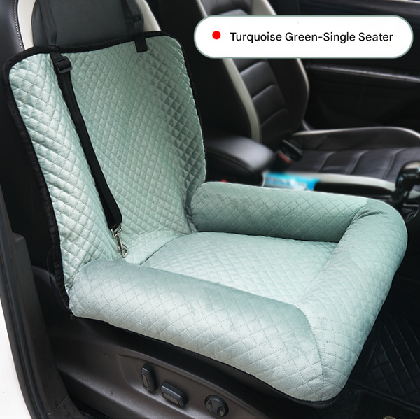 Turquoise Plush Dog Car Booster Seat 2 In 1 Travel Bed For Small Dogs With Washable Cover Pet Transport