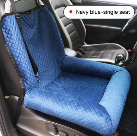 Navy Blue Plush Dog Car Booster Seat 2 In 1 Travel Bed For Small Dogs With Washable Cover Pet Transport