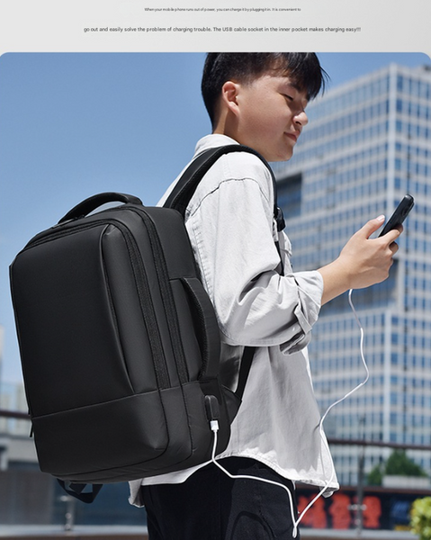 Black Expandable Business Laptop Backpack With Usb Charging Port Large Capacity Work & Travel Bag For 15.6 Inch Laptops Laptop Cases & Bags