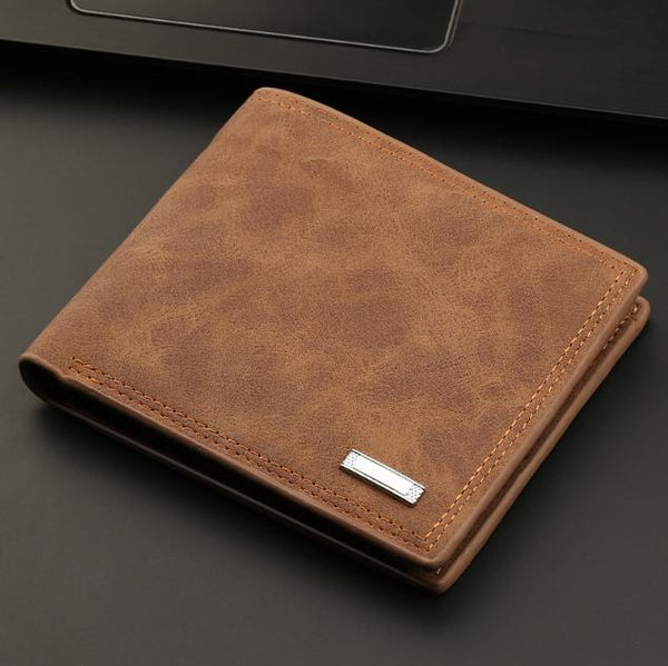 2 Piece Brown Men's Vintage Style Bifold Wallet | High Capacity Pu Leather With Removable Card Holder & Zip Coin Pocket Wallets