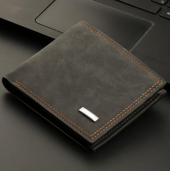 2 Piece Black Men's Vintage Style Bifold Wallet | High Capacity Pu Leather With Removable Card Holder & Zip Coin Pocket Wallets