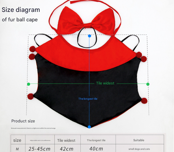 Purpie Regal Vampire Pet Cape | Halloween & Christmas Costume Cloak With Bow Pom Poms For Dogs And Cats(Size M) Dog Costumes