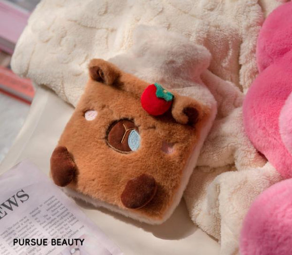 Dark Brown Cozy Capybara Hot Water Bottle With Soft Plush Cover | Leak Proof Pvc Bag For Soothing Pain Relief & Winter Comfort Hot Water Bottles & Cov