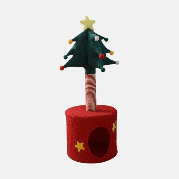 Festive Christmas Tree Cat Scratcher & Condo | 2 In 1 Sisal Post With Cozy Hideaway Bed Furniture & Scratchers