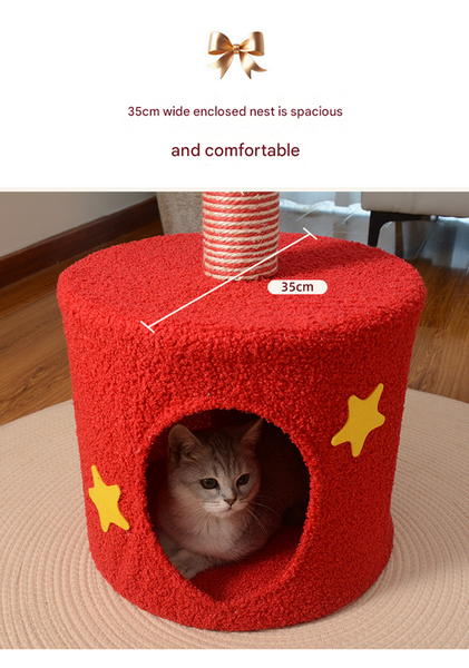 Festive Christmas Tree Cat Scratcher & Condo | 2 In 1 Sisal Post With Cozy Hideaway Bed Furniture & Scratchers